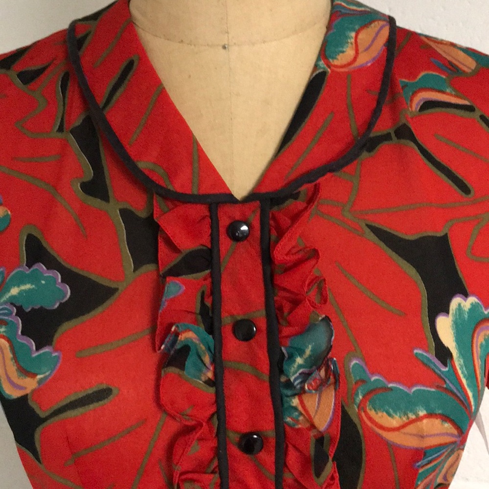 70s Vintage Tropical Dress - Picture 4 of 5